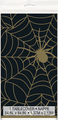 Rectangular Tablecloth Black &amp; Gold Spider Web C/1