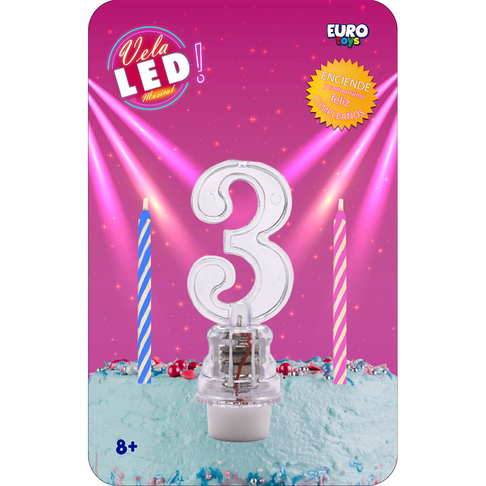 Vela Led Numero 3 C/1