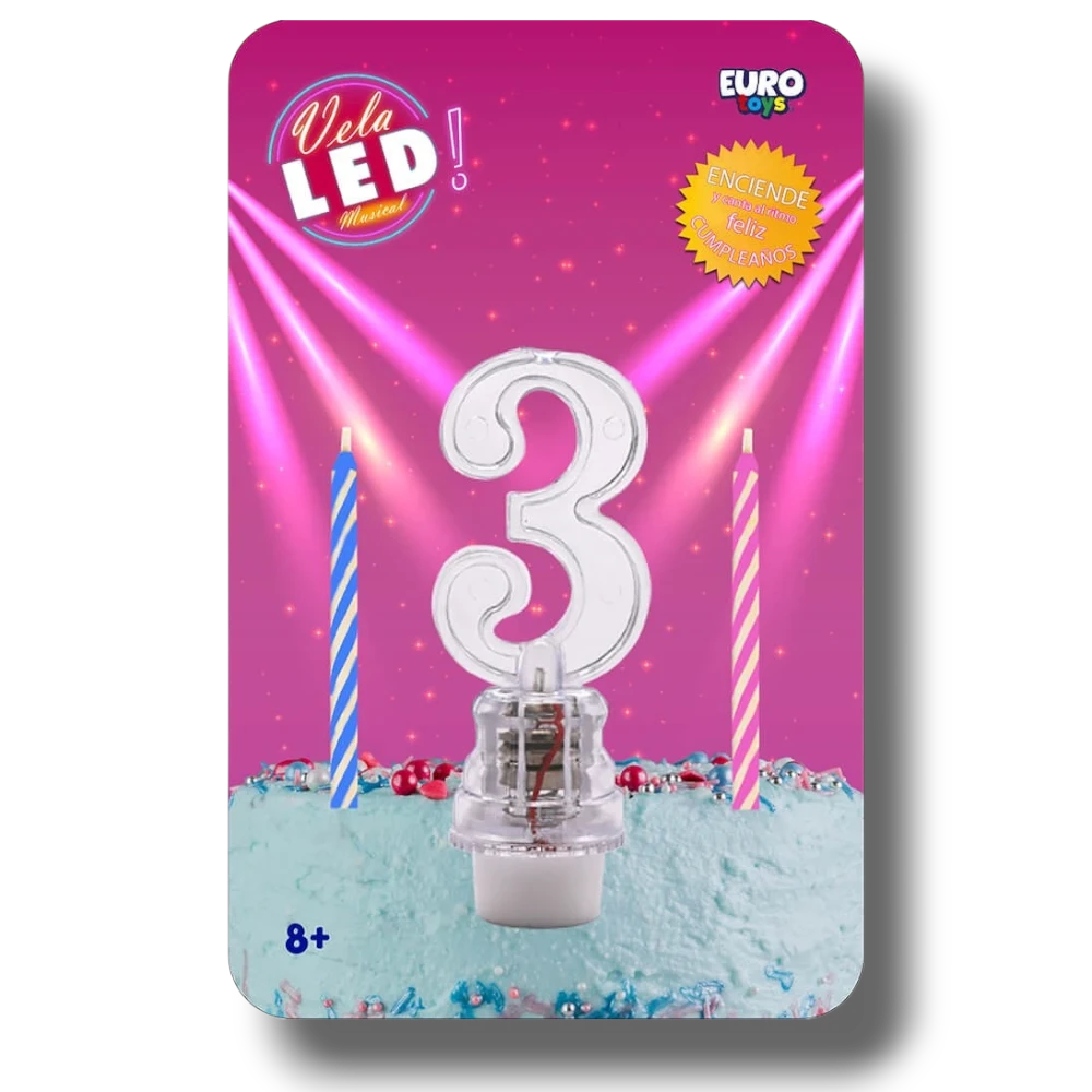 Vela Led Numero 3 C/1