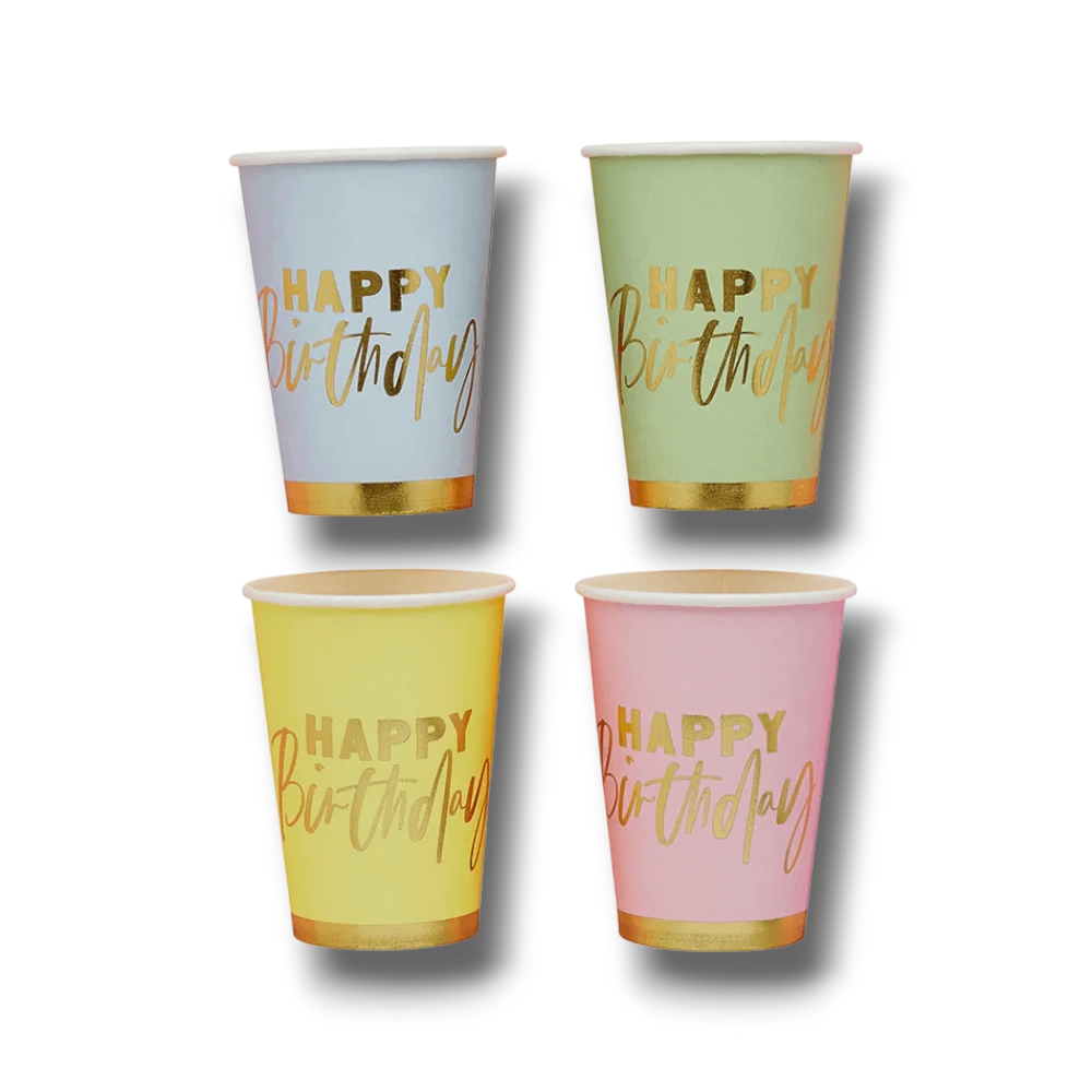 Vaso 9oz Pastel Happy Birthday C/8