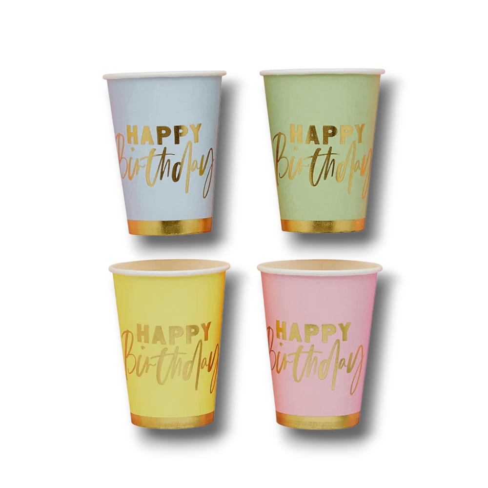 Vaso 9oz Pastel Happy Birthday C/8