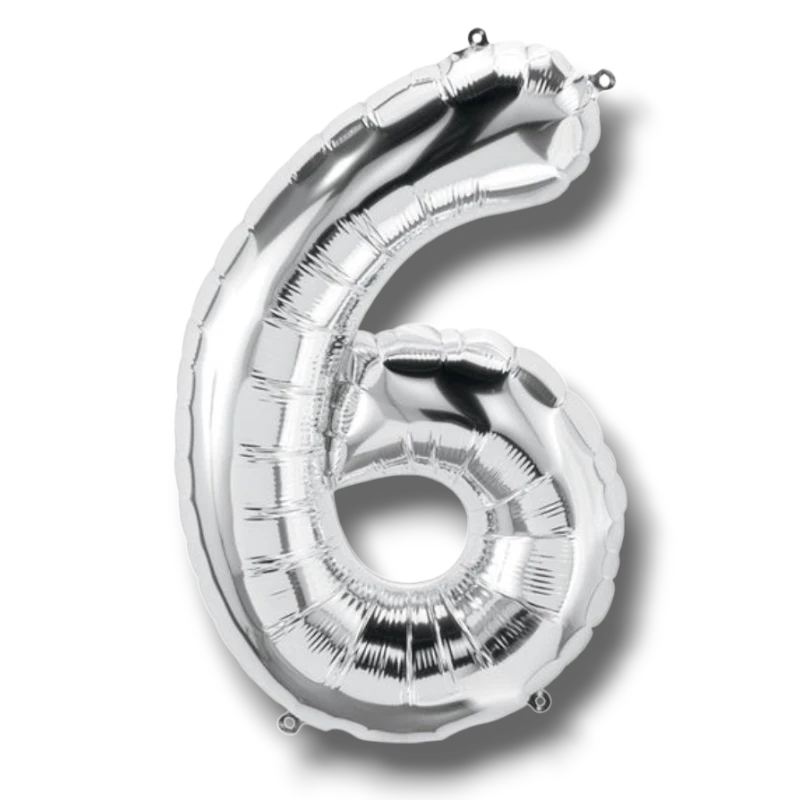 14" Balloon Number 6 Silver C/1