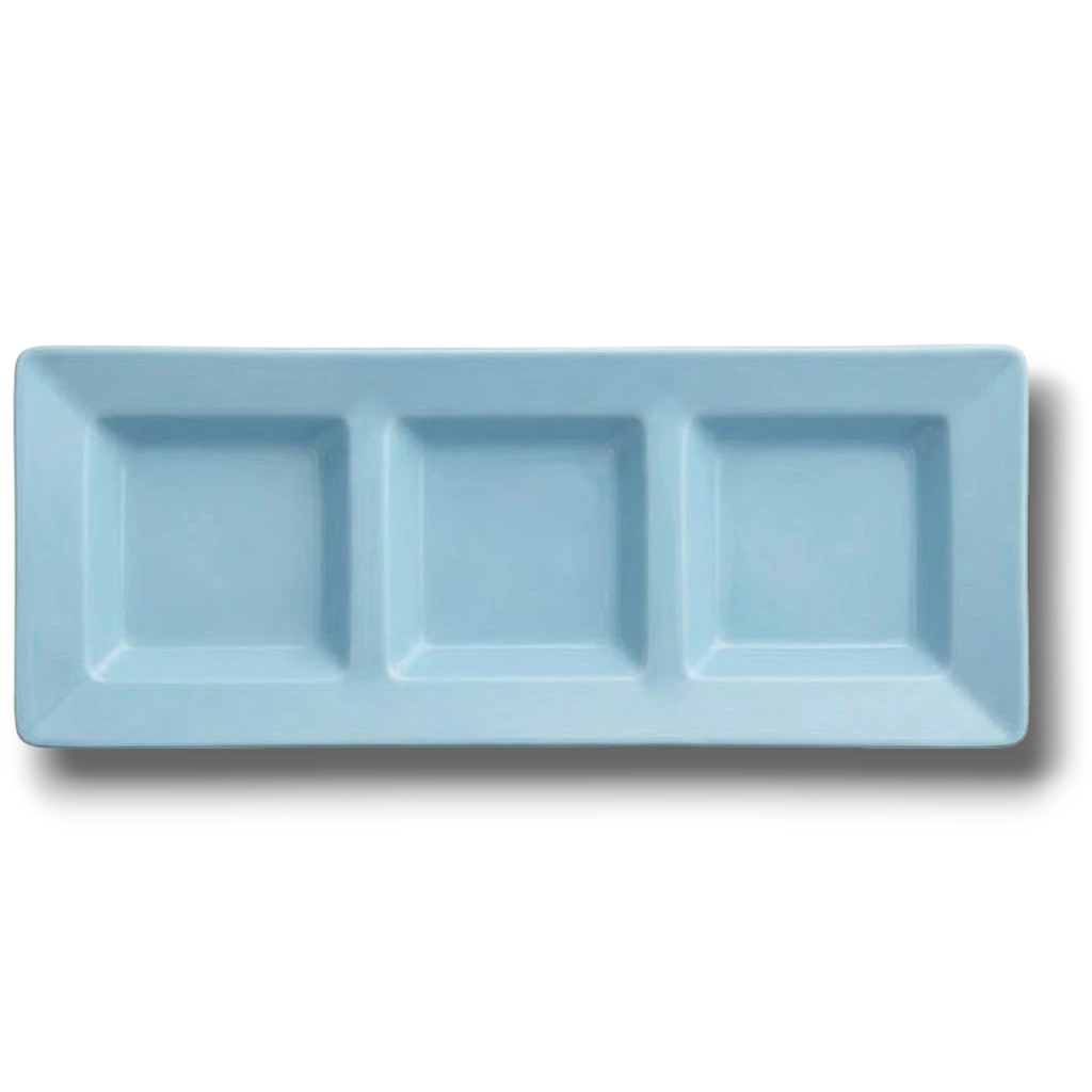 Charola Rectangular Con Division Azul Pastel C/3