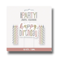 Candle Set Happy Glitz Rose Gold Birthday C/1