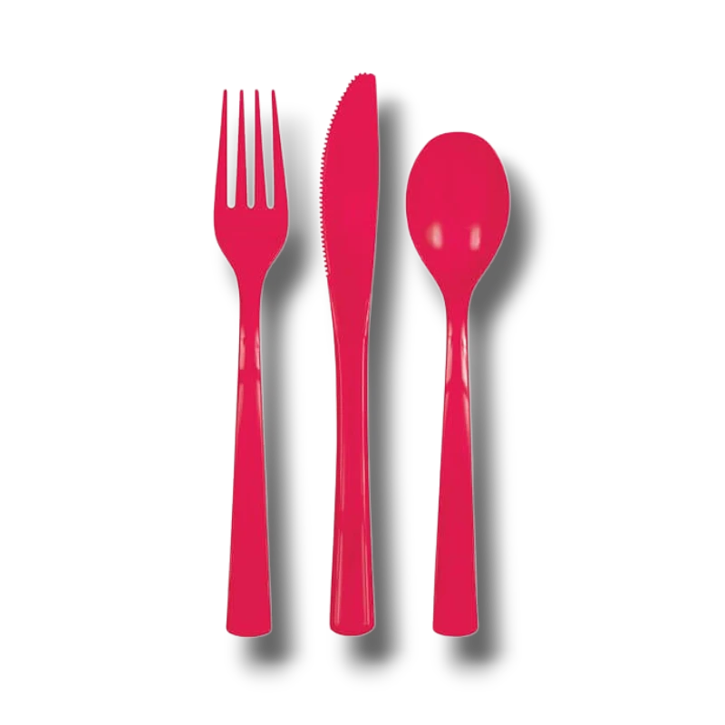 Juego De Cubiertos Rojo C/18