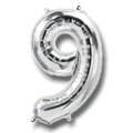 14" Balloon Number 9 Silver C/1
