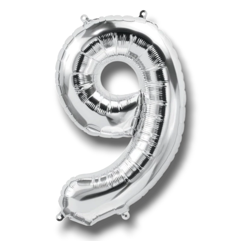 14" Balloon Number 9 Silver C/1