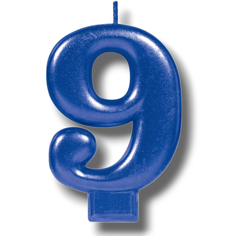 Blue Number 9 Candle C/1