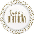 Plato 7" Confetti Gold Birthday C/8