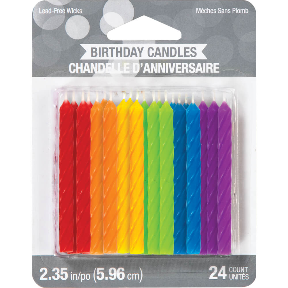 Spiral Rainbow Candles C/24