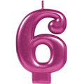 Magenta Number 6 Candle C/1