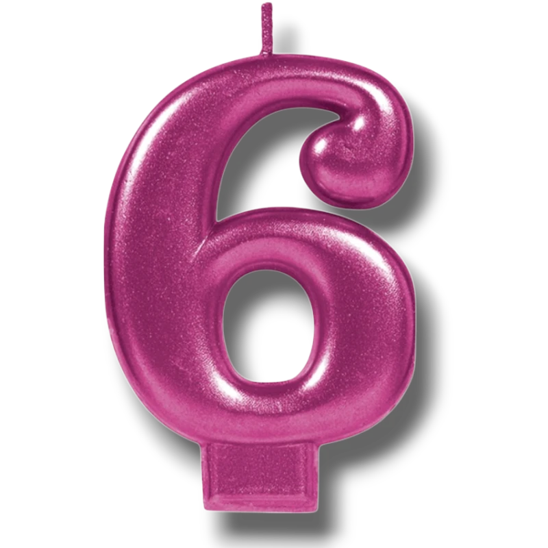 Magenta Number 6 Candle C/1