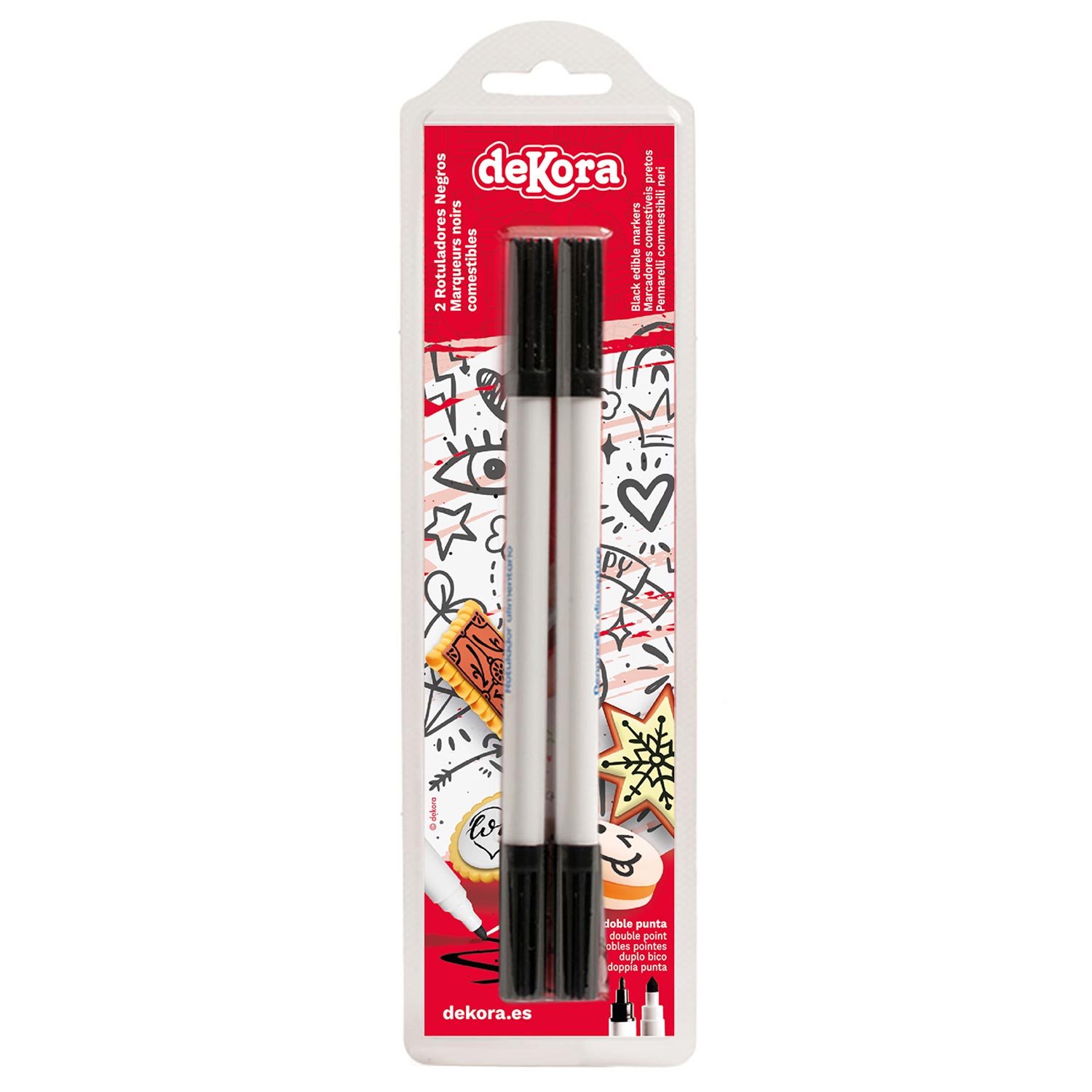 Marcador Comestible Para Pastel Doble Punta Negro C/2