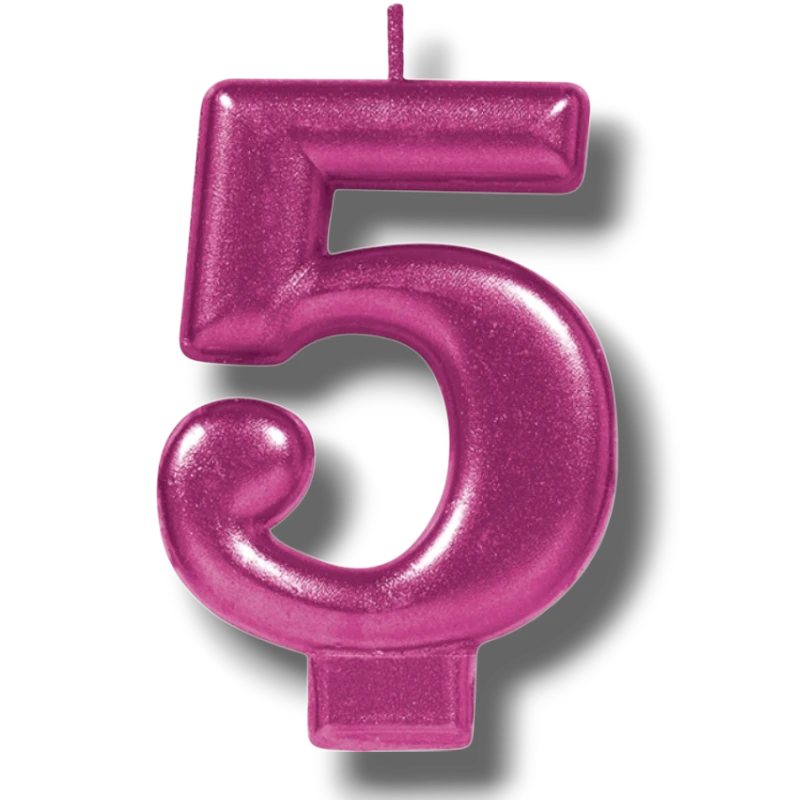Magenta Number 5 Candle C/1