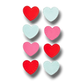 Adhesivos de gel PartyStore con forma de corazones en colores rojo, rosa y azul claro para decoración de ventanas