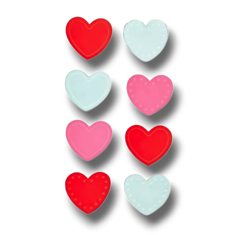 Adhesivos de gel PartyStore con forma de corazones en colores rojo, rosa y azul claro para decoración de ventanas