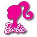 Adorno móvil Barbie de PartyStore con silueta rosa de la icónica muñeca y logotipo clásico para decoración de fiestas