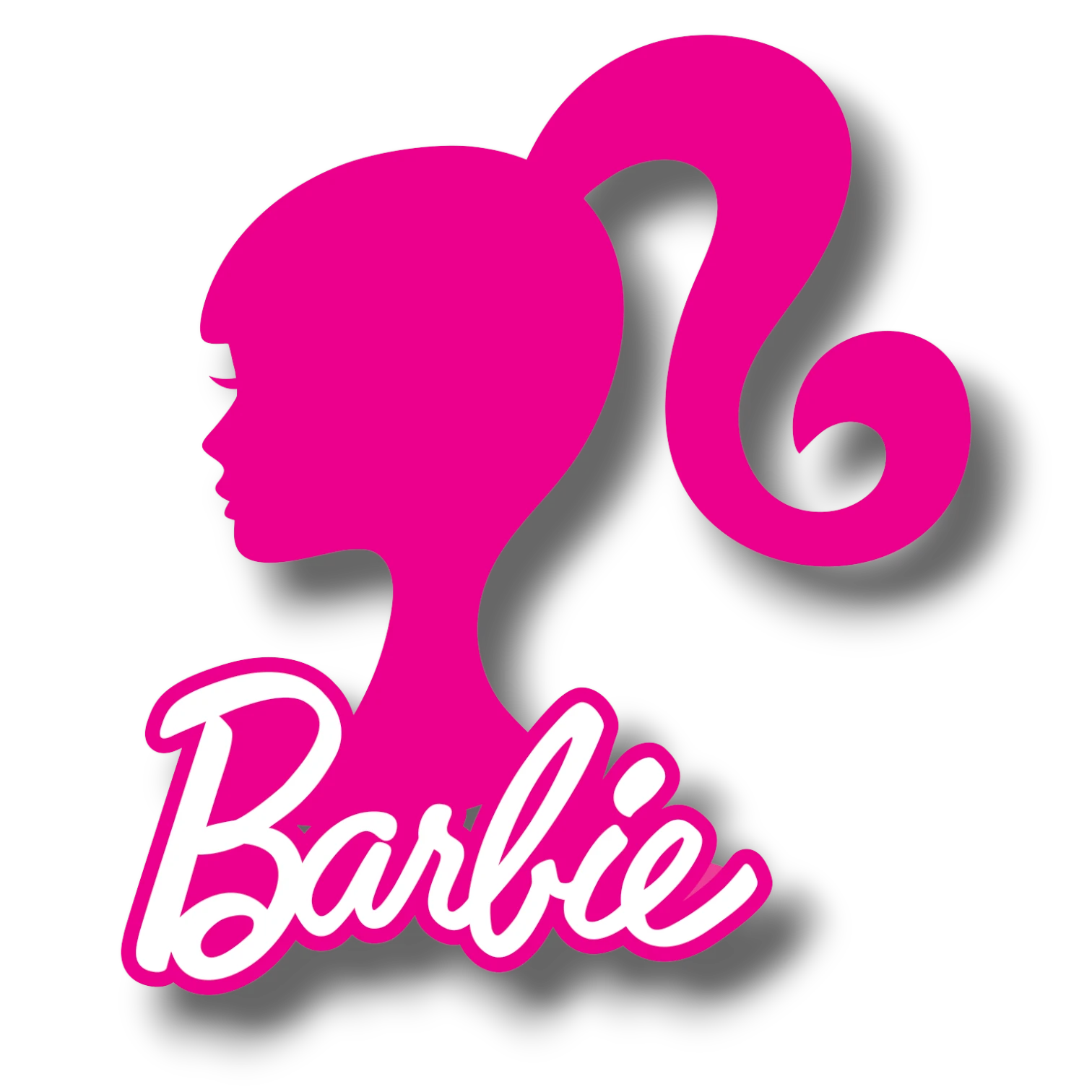 Adorno móvil Barbie de PartyStore con silueta rosa de la icónica muñeca y logotipo clásico para decoración de fiestas
