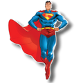 Adorno móvil de Superman de PartyStore con traje azul y capa roja volando en pose heroica