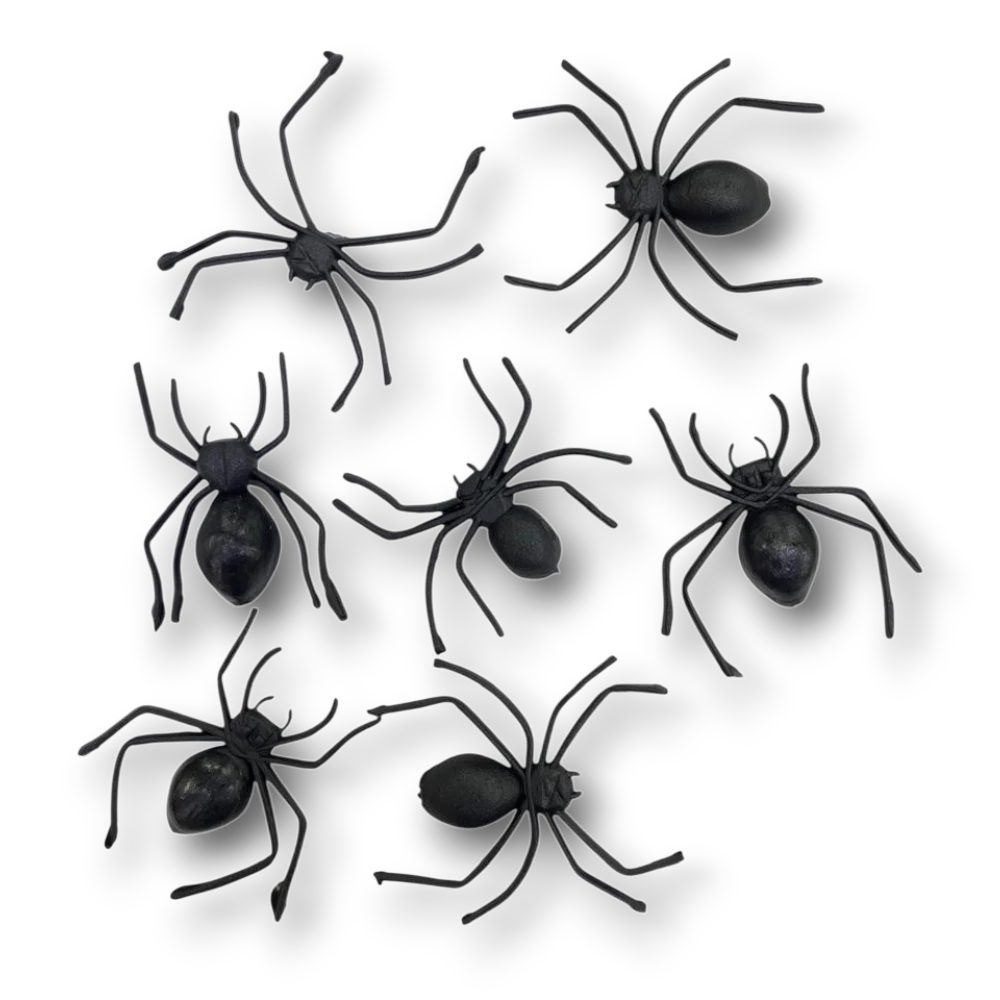 Paquete de 10 arañas decorativas de plástico negro para fiestas de Halloween de PartyStore