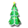 Arbol de Navidad inflable PartyStore de 1.5 metros con luces LED, adornos coloridos y estrella superior iluminada.