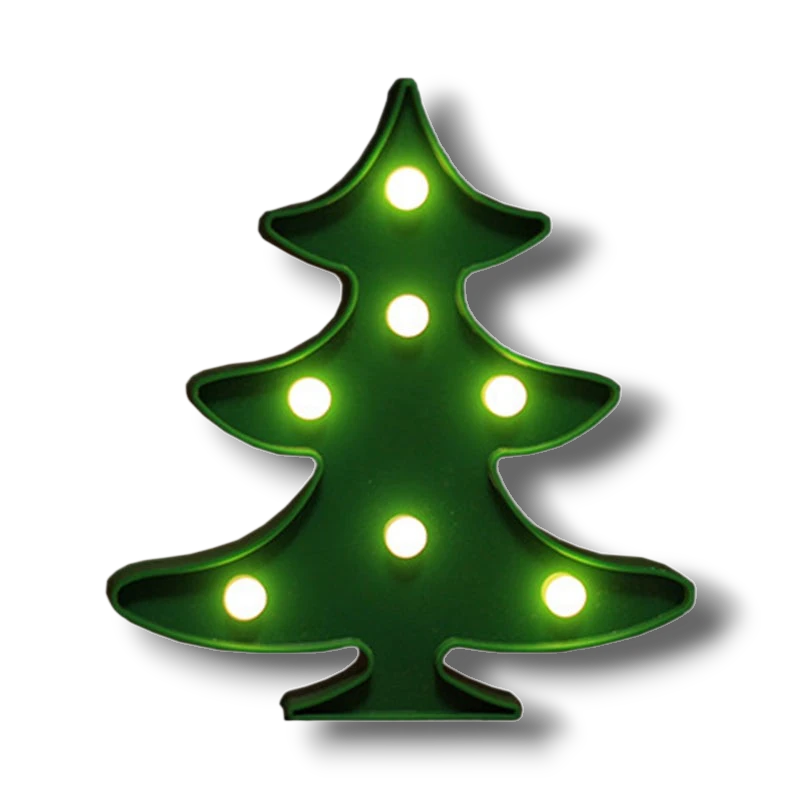 Decoración navideña PartyStore en forma de árbol verde con luces LED blancas integradas para mesa o pared