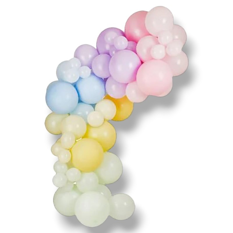 Arco de globos PartyStore en tonos pastel de 2 metros, kit decorativo con 65 piezas de látex para fiestas