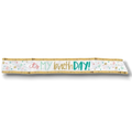 Banda de cumpleaños PartyStore blanca con texto brillante y bordes de lentejuelas doradas para celebraciones