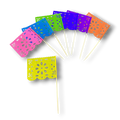 Set de 10 banderas cocteleras PartyStore con diseño de papel picado floral en colores vibrantes sobre palillos