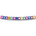 Banderín móvil colgante PartyStore para Día de Muertos con letras coloridas y diseños de calaveras