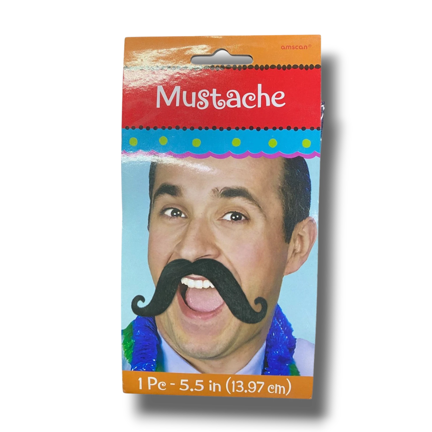 Bigote negro postizo de PartyStore para disfraz, accesorio facial clásico de 14 cm en empaque original