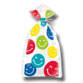 Bolsa de celofán transparente PartyStore con estampado de caritas sonrientes coloridas para dulces y regalos