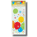 Bolsa de celofán PartyStore con diseño de globos coloridos y confeti, paquete de 20 unidades con cierres incluidos.