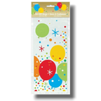 Bolsa de celofán PartyStore con diseño de globos coloridos y confeti, paquete de 20 unidades con cierres incluidos.