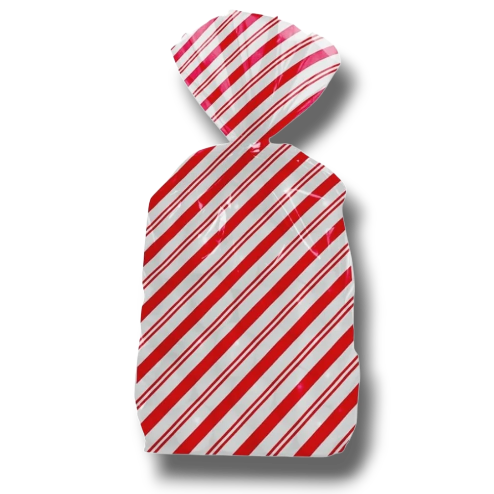 Bolsa de celofán PartyStore con diseño de rayas diagonales rojas y blancas para dulces o regalos