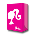 Bolsa dulcera PartyStore de Barbie en color rosa vibrante con silueta blanca y logo para fiestas infantiles