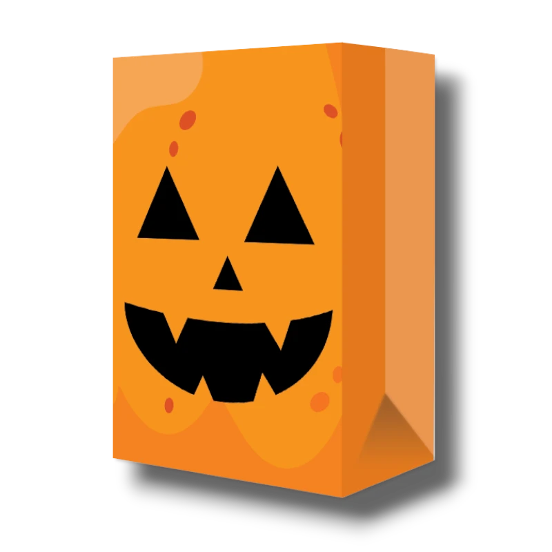 Bolsa dulcera de papel PartyStore con diseño de calabaza naranja de Halloween para dulces y sorpresas