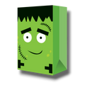 Bolsa dulcera PartyStore con diseño de cara de Frankenstein verde para fiestas de Halloween