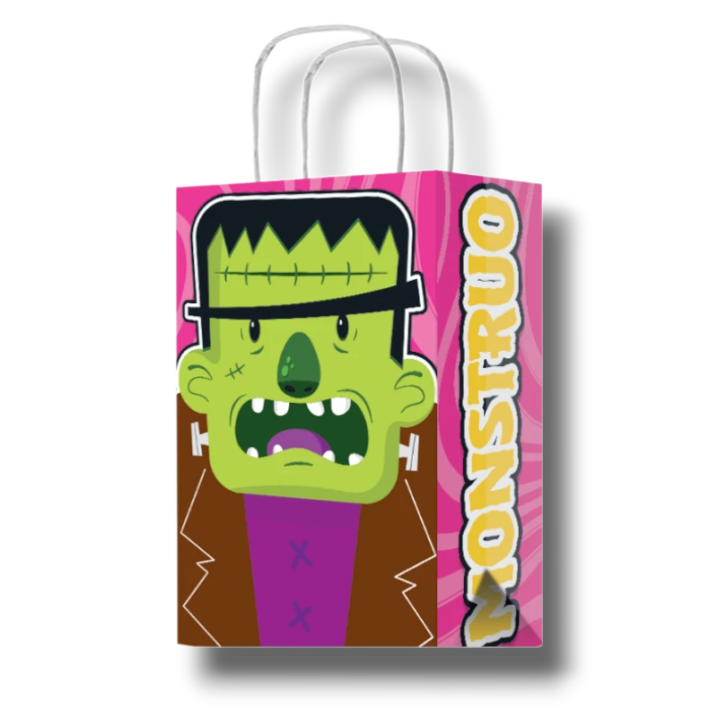 Bolsa dulcera PartyStore con diseño de Franky, color verde y rosa, ideal para fiestas infantiles