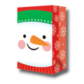 Bolsa dulcera PartyStore con diseño de cara de muñeco de nieve, colores navideños y estampado de copos de nieve
