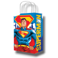 Bolsa dulcera PartyStore de Superman con diseño de superhéroe en azul, rojo y amarillo con asas blancas
