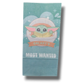 Bolsa de papel PartyStore con diseño de Grogu de The Mandalorian y texto Galaxy's Most Wanted en color azul claro