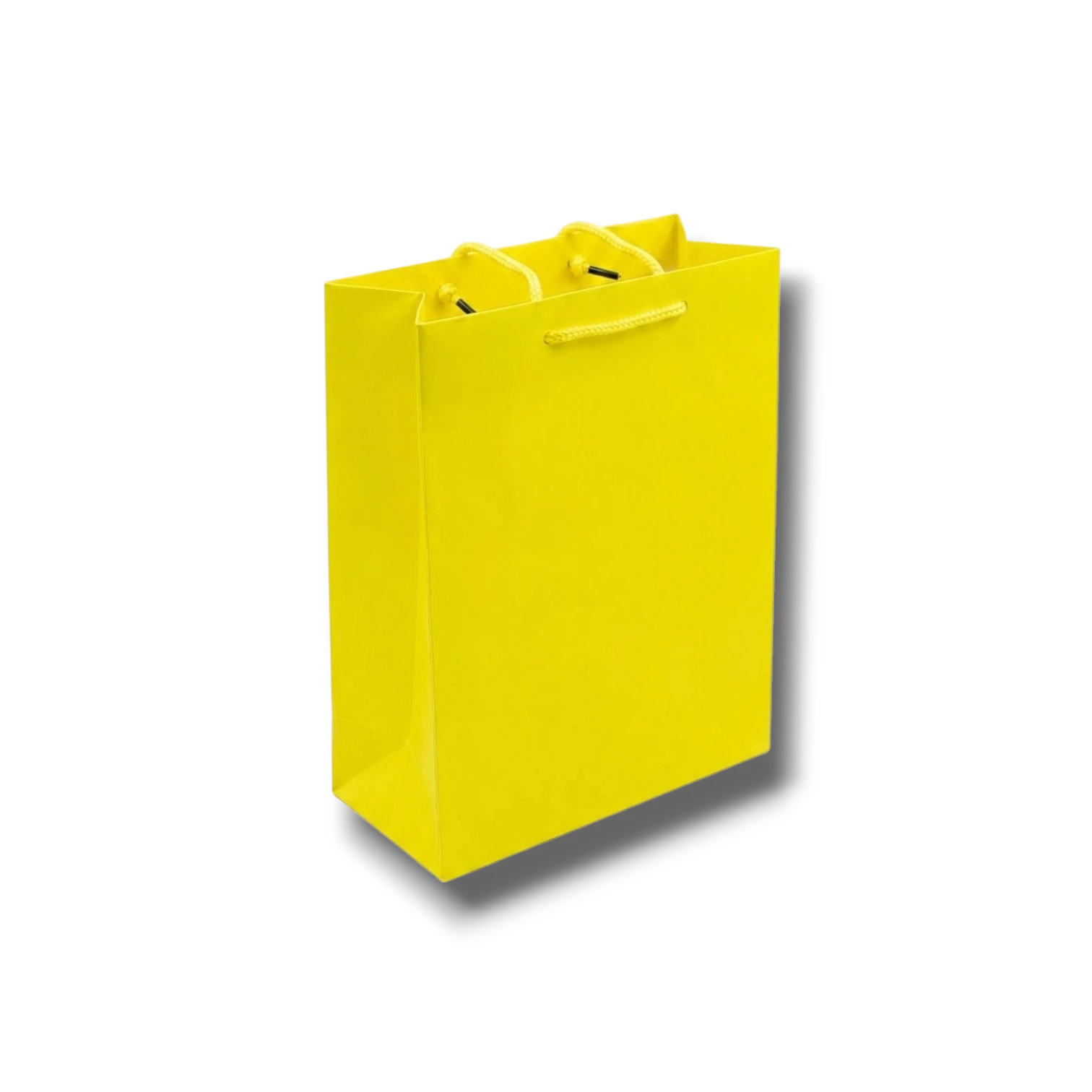 Bolsa de regalo PartyStore de color amarillo brillante con asas de cuerda a juego, ideal para obsequios.