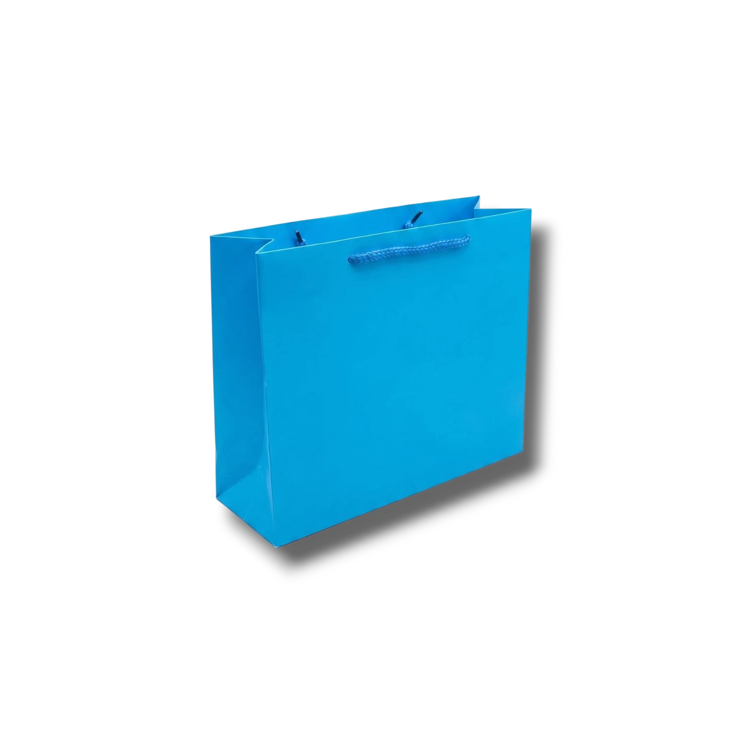 Bolsa de regalo PartyStore color azul acua con asas de cordón, ideal para detalles elegantes y celebraciones.
