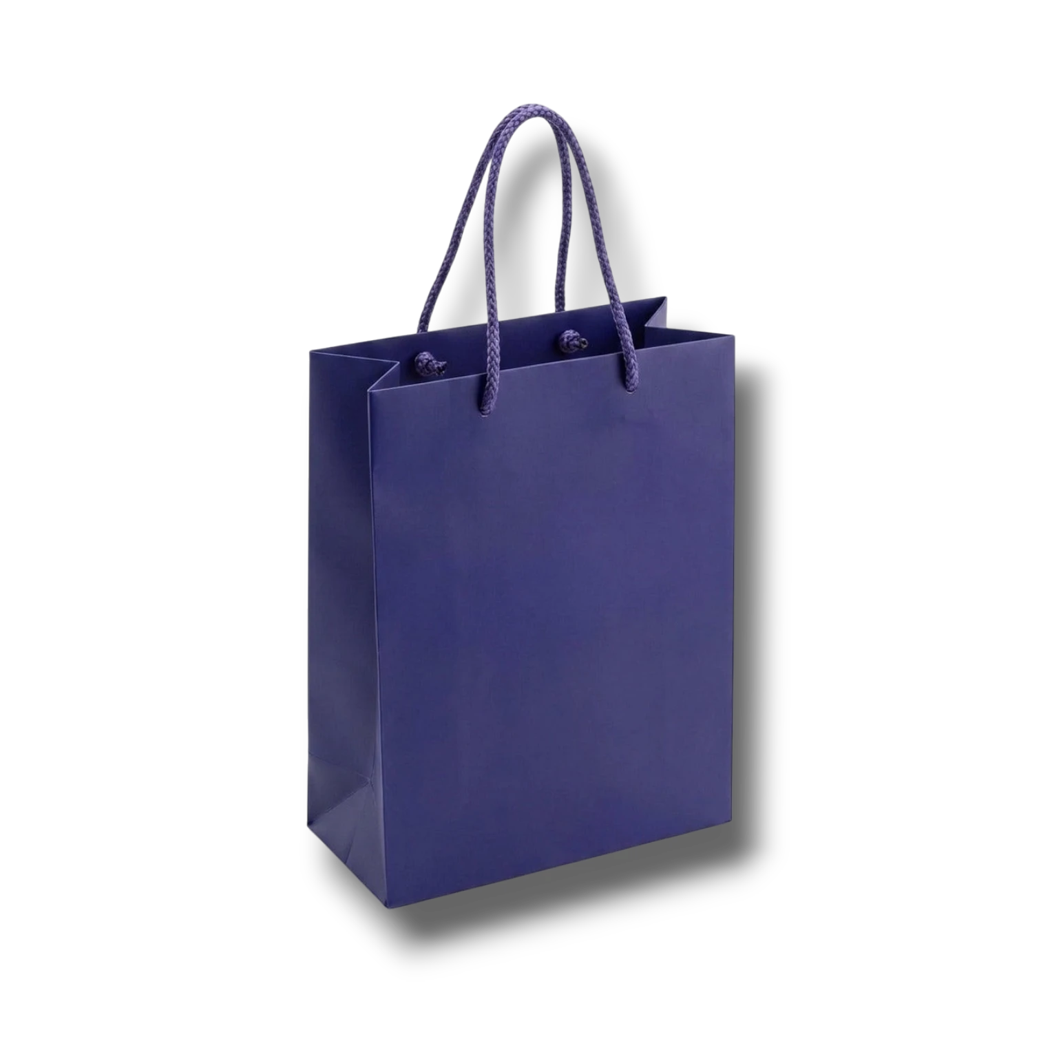 Bolsa de regalo PartyStore color azul marino con asas de cuerda trenzada, 27cm de alto, ideal para obsequios.