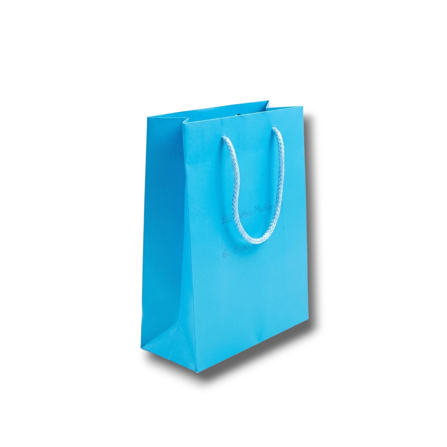 Bolsa de regalo PartyStore color azul brillante con asas de cordón trenzado, ideal para detalles de perfumería