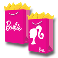 Bolsa de regalo grande PartyStore con diseño de Barbie en color rosa intenso y papel de seda amarillo