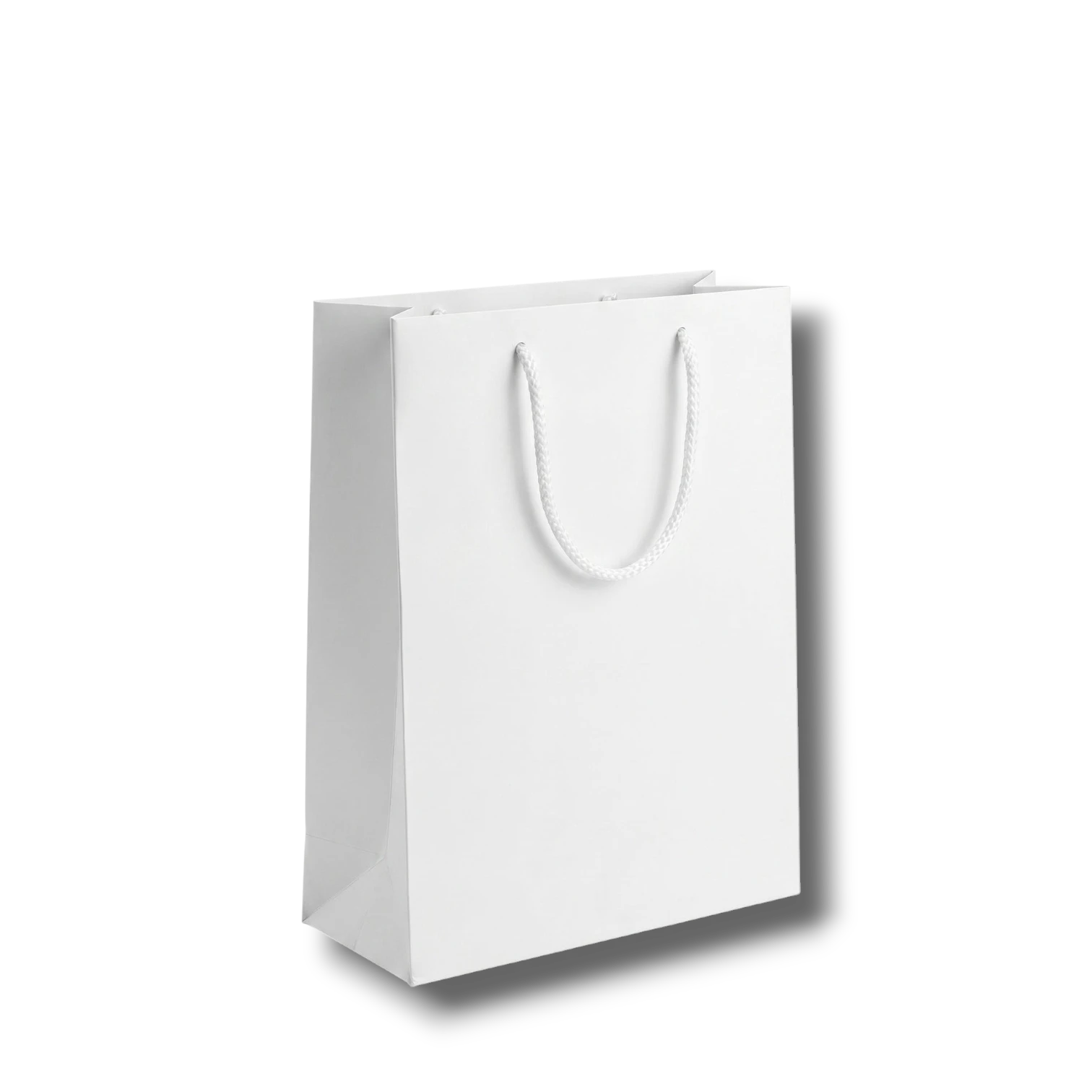 Bolsa de regalo mediana PartyStore de color blanco con asas de cuerda, ideal para obsequios elegantes