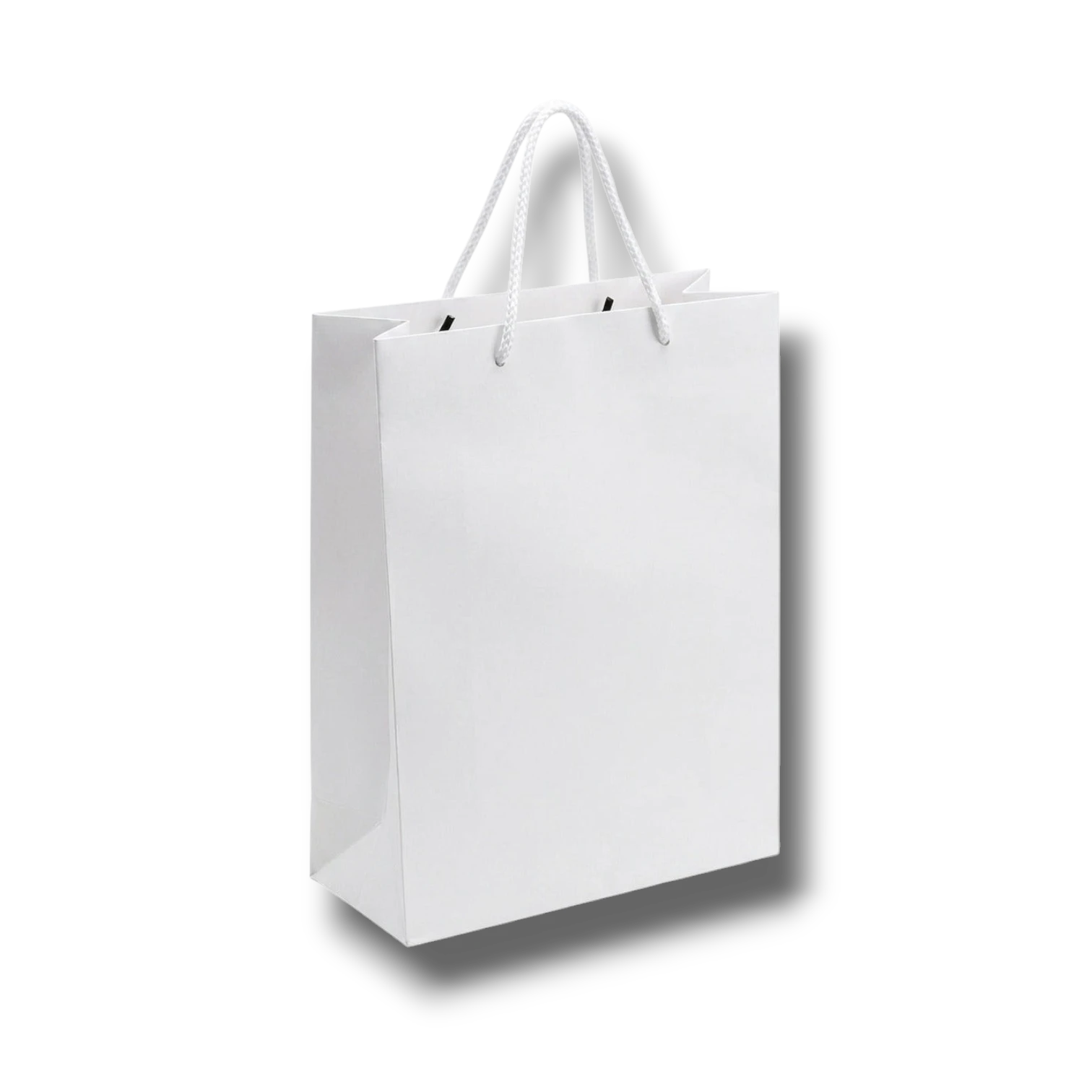 Bolsa de regalo blanca PartyStore de 27x20x9 cm con asas de cuerda, ideal para obsequios y celebraciones.