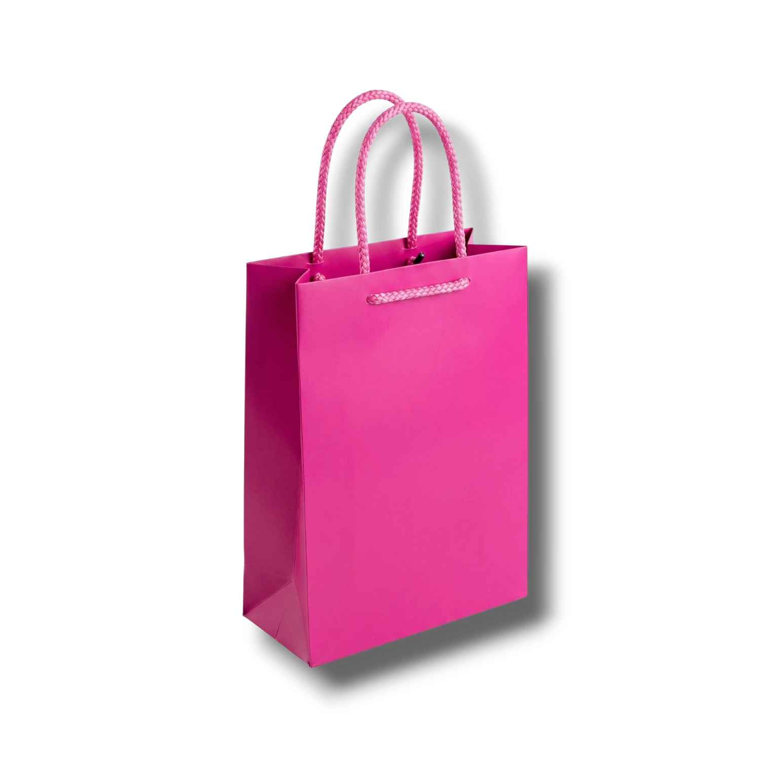 Bolsa de regalo PartyStore color buganbilia con asas de cuerda trenzada, 22cm de alto, ideal para perfumería.